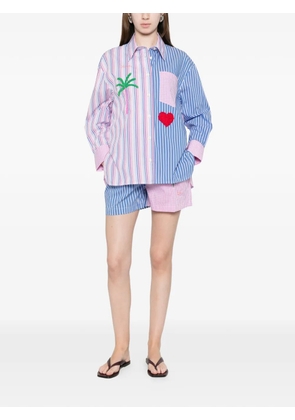 SUSANNA BLU striped embroidered shirt - Blue