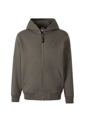C.P. Company logo-detail zip-up hoodie - Grey