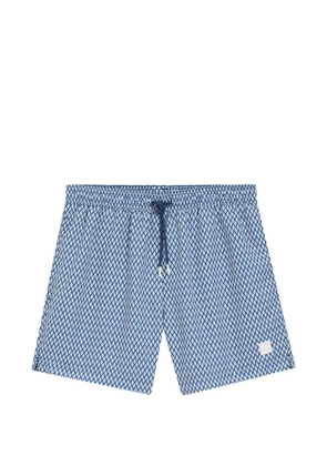 BOSS diamond-pattern drawstring-fastening swim shorts - Blue