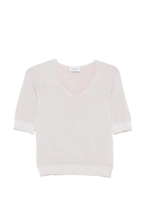 AROVESCIO V-neck knitted T-shirt - Neutrals
