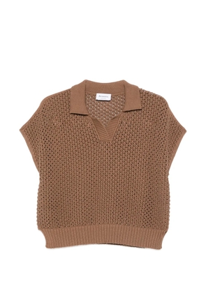 AROVESCIO polo-collar T-shirt - Brown