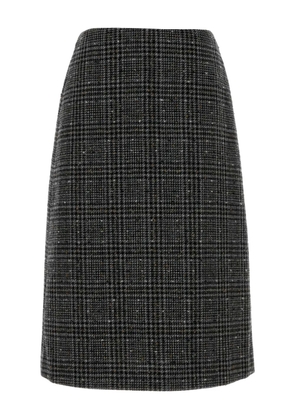 FENDI check-pattern midi skirt - Grey