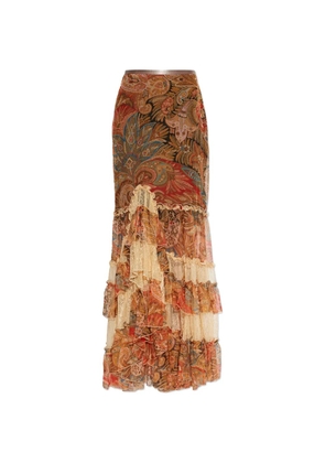 ETRO ruffled paisley-print maxi skirt - Orange