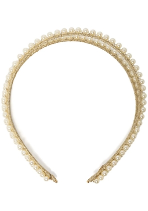 Jennifer Behr Gitta pearl double-band headband - White