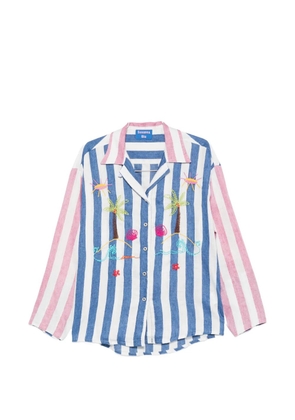 SUSANNA BLU striped embroidered shirt - Blue