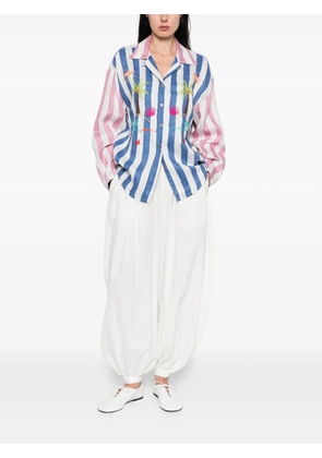 SUSANNA BLU striped embroidered shirt - Blue