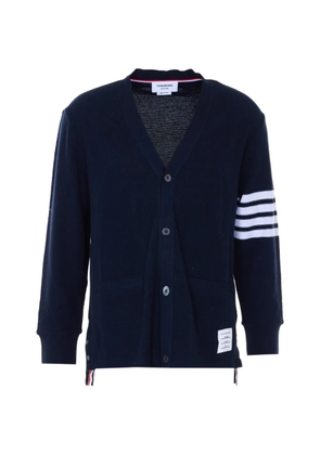 Thom Browne V-neck logo patch cardigan - Blue