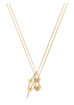 Coach heart-padlock & key pendant necklace - Gold