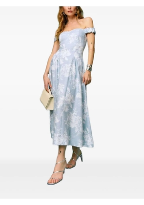 Reformation floral print off-shoulder dress - Blue