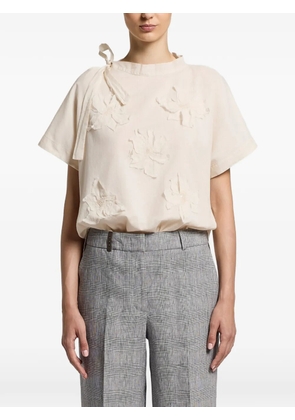 Peserico floral tie neck top - Neutrals