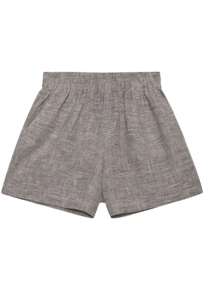 ANINE BING check-print linen shorts - Neutrals