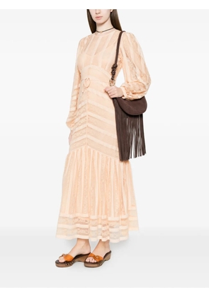 TWINSET lace striped midi dress - Pink