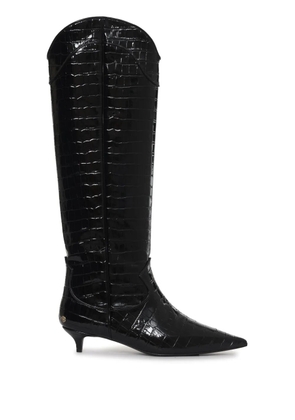 ANINE BING Tall Rae 40mm crocodile-embossed boots - Black