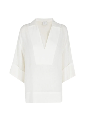 Eleventy turn-up-cuff V-neck sh - White