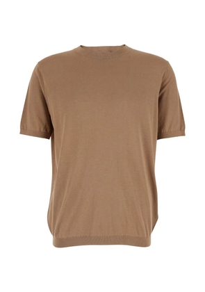 Kangra short-sleeved knitted top - Neutrals