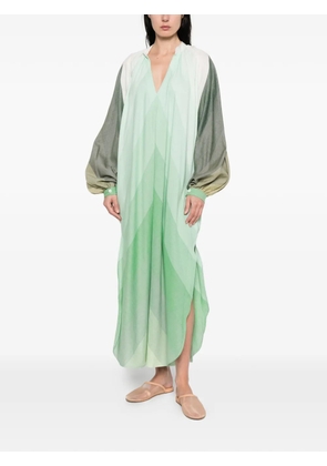 Marrakshi Life striped long-sleeve maxi dress - Green