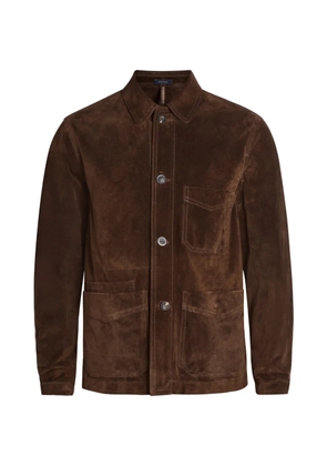 Drake's front-pocket leather jacket - Brown