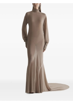 Mugler turtleneck gown dress - Neutrals