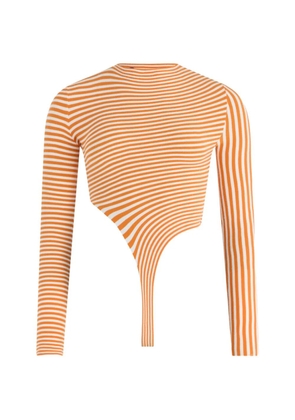 Jean Paul Gaultier striped asymmetric bodysuit - Orange