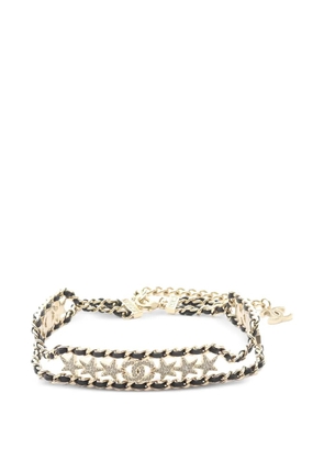CHANEL Pre-Owned 1986-1988s CC Crystal Star leather choker necklace - Gold