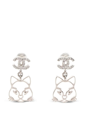 CHANEL Pre-Owned 1986-1988 Coco Mark cat earrings - Silver