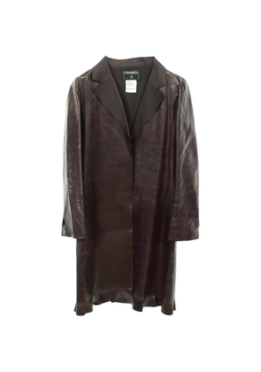 CHANEL Pre-Owned 1986-1988s long calfskin coat - Brown
