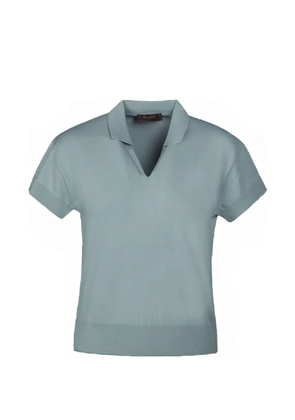 Moorer Danica-Cre V-neck collar polo - Blue