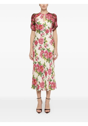 NISSA floral-print midi dress - Neutrals