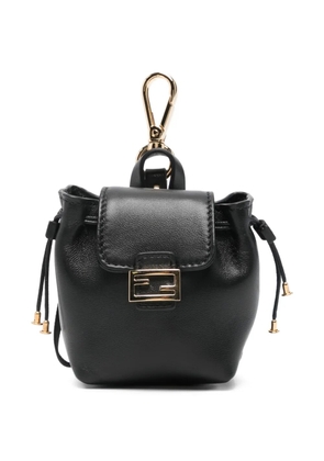 FENDI logo-plaque bag charm - Black