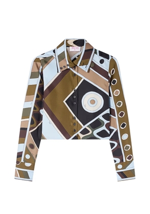 PUCCI Vivara-print silk crop shirt - Brown