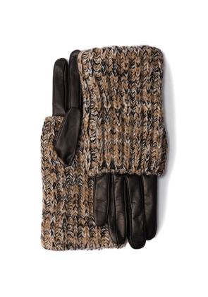 Prada nappa leather and mélange knit gloves - Black