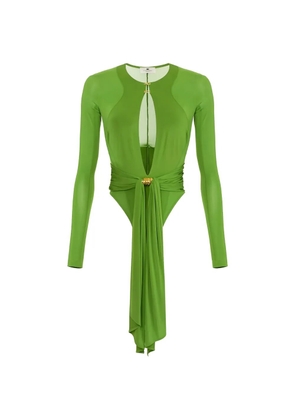 Elisabetta Franchi jewel draping bodysuit - Green