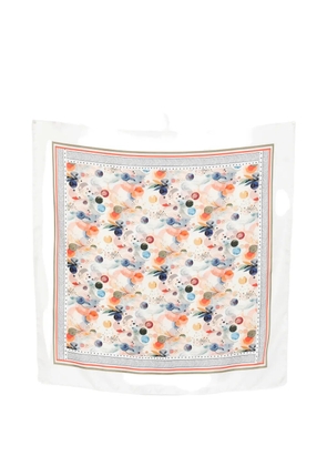 D'aniello patterned border scarf - White