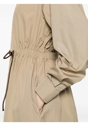 Max Mara Pedaggi drawstring V-neck midi dress - Neutrals