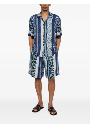 Laneus drawstring patterned shorts - Blue