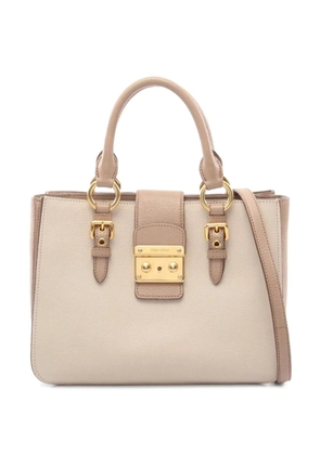 Miu Miu Pre-Owned 2000s Madras leather tote bag - Neutrals
