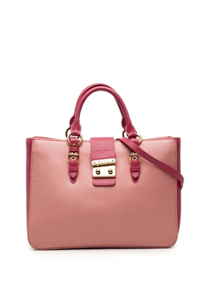 Miu Miu Pre-Owned 2010-2025 Bicolor Madras Leather Convertible Lock Tote satchel - Pink