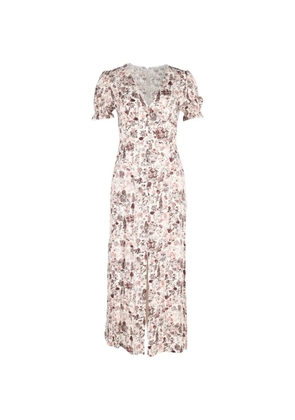 Diane Von Furstenberg Vintage puffed sleeve floral midi dress - Pink