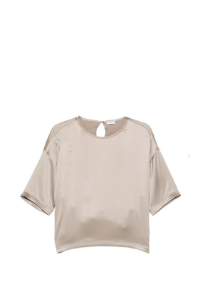 Brunello Cucinelli short sleeve silk top - Neutrals