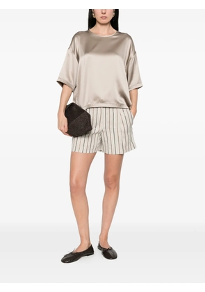 Brunello Cucinelli short sleeve silk top - Neutrals