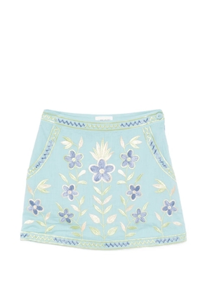 Antik Batik Carioca floral-embroidered mini skirt - Blue