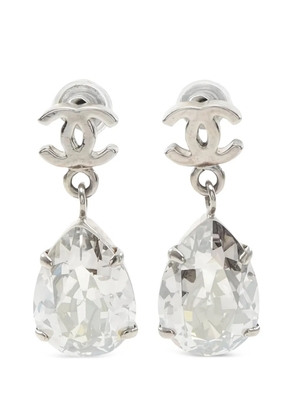 CHANEL Pre-Owned 1986-1988 Coco mark crystal earrings - Silver