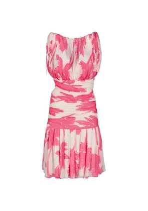 Moschino Pre-Owned palm-print ruched midi dress - White