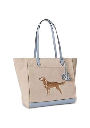 Lauren Ralph Lauren large Cameryn dog-embroidery tote bag - Neutrals