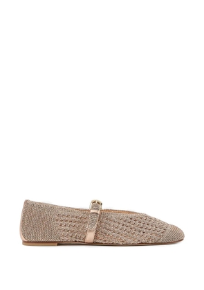 Stuart Weitzman Leora openwork strap ballet flats - Gold