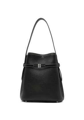TOTEME belted grained leather bucket bag - Black
