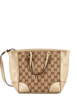 Gucci Pre-Owned Bree Convertible Tote GG Canvas with Leather Small crossbody bag - Gold