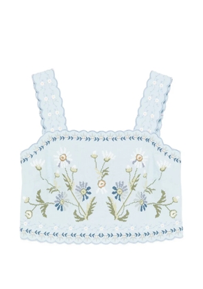 Sea Audra floral-embroidered crop top - Blue