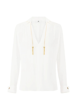 Elisabetta Franchi jewelled tassel blouse - White