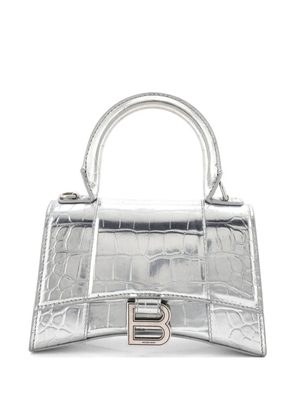 Balenciaga Pre-Owned Hourglass Top Handle Bag Crocodile Embossed Leather XS satchel - Silver